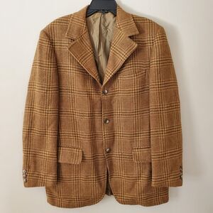 Vintage Anderson-Little Wool 60s Suit Jacket Sportcoat Blazer Rust Plaid SIZE 42